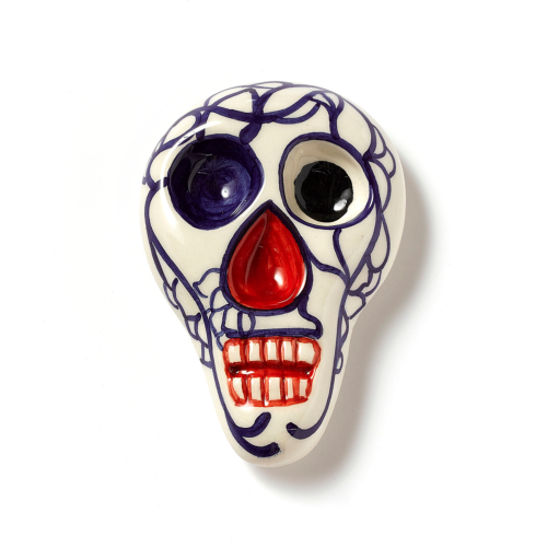 Handmade Ceramic Skull (red,black&blue)