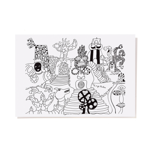 Postcard Tarot Garden lithography (B&W)