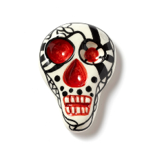 Handmade Ceramic - Skull (red&Black)