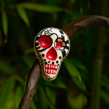 Handmade Ceramic - Skull (red&Black)
