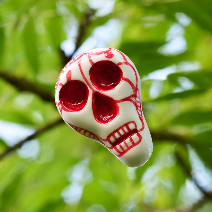 Handmade Ceramic - Skull (red&white) - 2