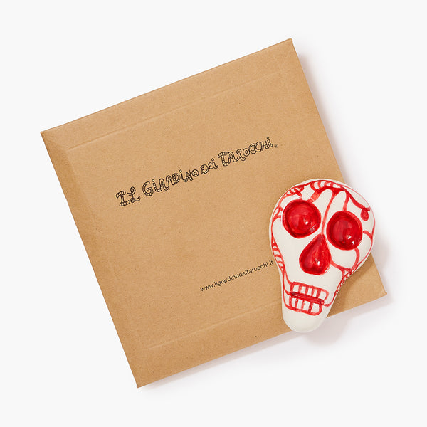 Handmade Ceramic - Skull (red&white)