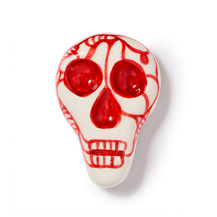 Handmade Ceramic - Skull (red&white) - 1
