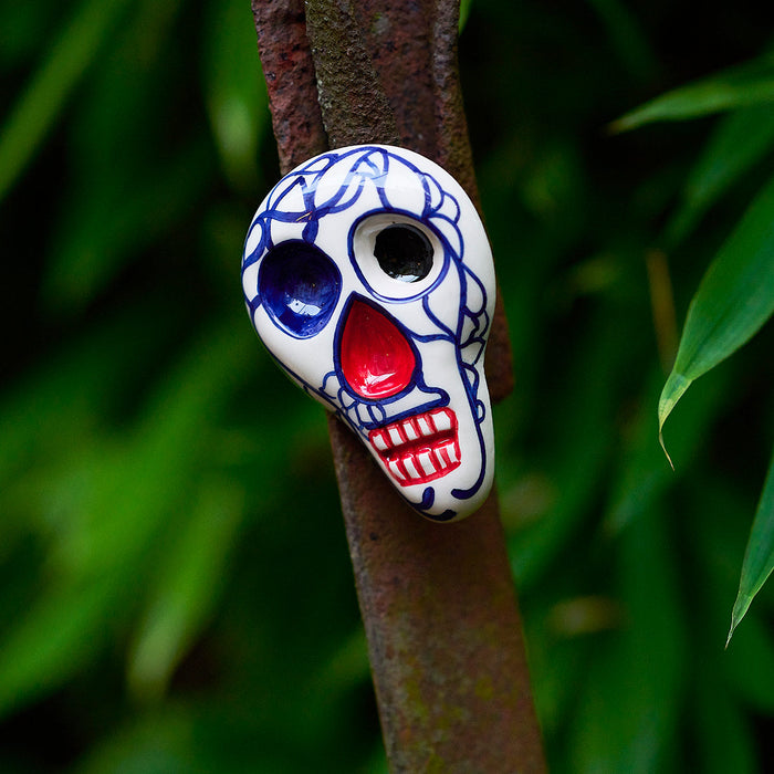 Handmade Ceramic - Skull (red,black&blue) - 2